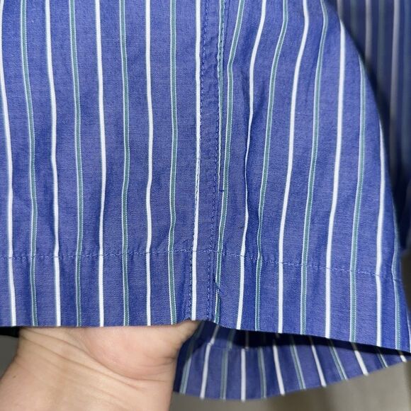 Brooks Brothers M Blue Green White Vertical Stripe 💯Cotton Drawstring PJ Pants - Picture 7 of 10